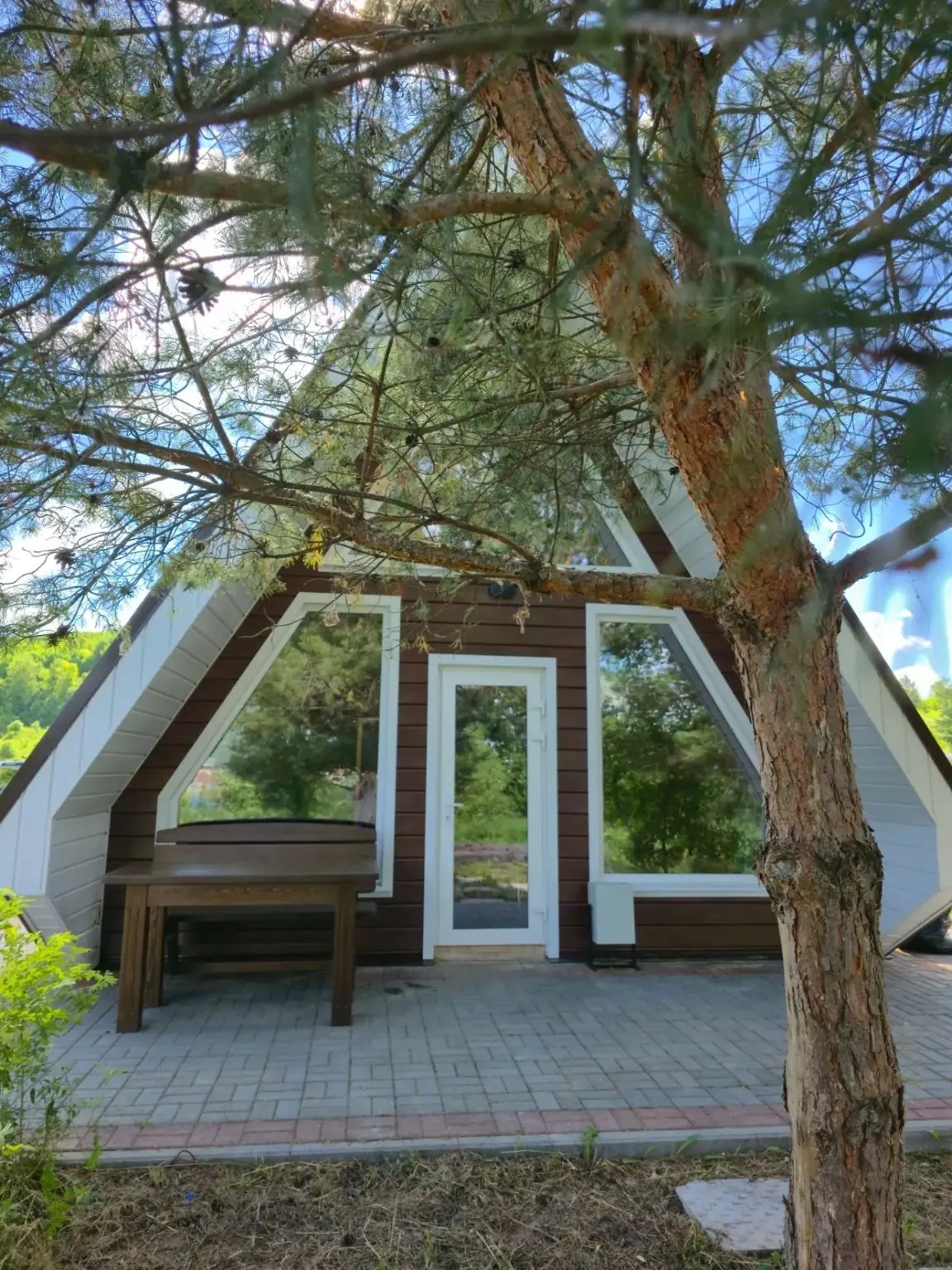 Домик A-frame среди сосен
